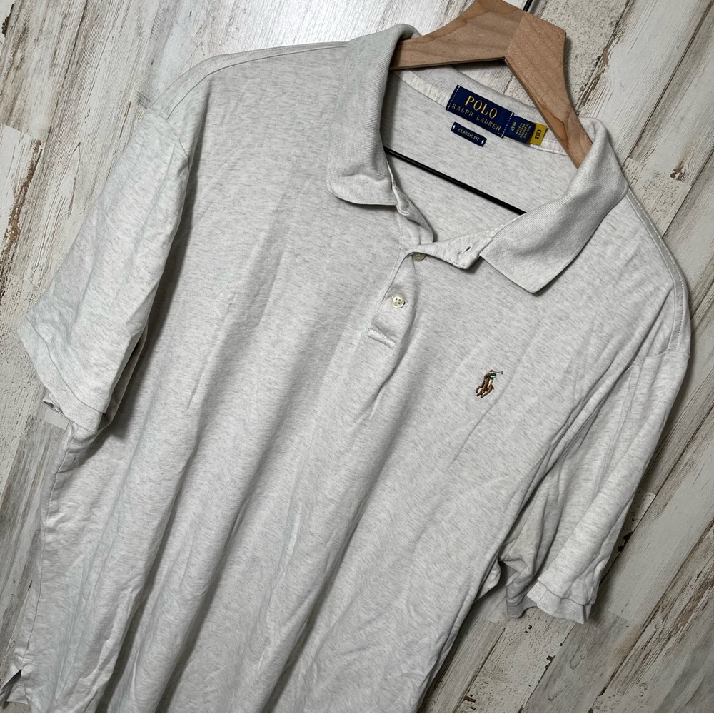 Polo Ralph Lauren Beige Cream Short Sleeve Polo Shirt Flesh Pony‎ Mens XL